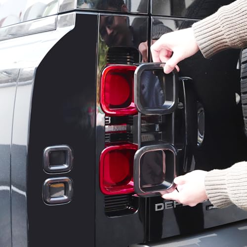 Smoked Tail Light Cover for 2020-2025 Land Rover Defender 90 110 130 Rear Tail Light Fog Light Housing Exterior Conversion Black Knight Accessories (Smoked Tail Light Cover + Fog Lamp 8-Piece Set)