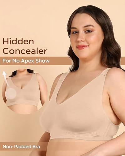 Image of Tweens Cotton Non-Padded Plus-Size Bonded Bra for Women | Full Coverage Broad Straps | Hidden Concealer | Seamless Wire-Free No-Dig Comfort | Breathable Cotton | Elastic-Free No Marks | Pack of 1