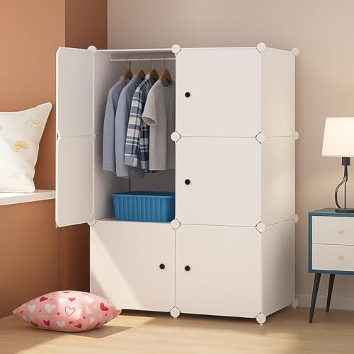 Image of 6 Door Plastic Wardrobe for Kids - Cupboard for Clothes Storage Rack, Almirah for Clothes, Baby Collapsible Wardrobe, Multi-Purpose Kids Storage Organizer for Books,Toy
