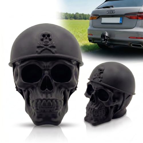 Totenkopf Anhängerkupplung Abdeckung Schutzkappe für 50mm Kugelkopf Schädel Design Robuster Kunststoff Universal Abdeckkappe für Anhänger Auto SUV - Made by R-Satz Shop