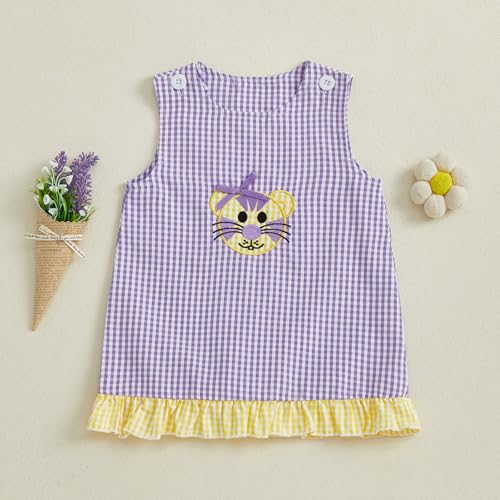 Little Toddler Baby Girl Tank Dress Tiger Football Sleeveless Ruffle Plaid Clothes Summer3
