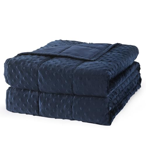 Image of Mr. Sandman Weighted Blanket for Adults, Minky Heavy Blanket for Woman,Man Sleeping /Calm, Soft and Cozy Weighted Throw Blankets, Machine Washable, 80 x 87in, 15 lbs, Navy Blue