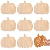 Jetec 9 Pcs Fall Wooden Pumpkins Cutouts for Crafts Unfinished Thick Wood Pumpkin Shaped Table Sign for Thanksgiving Halloween Tiered Trays Decor Autumn Harvest Home DIY Craft