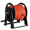 Iron Forge Cable RV Power Cord Reel Metal - Heavy Duty Extension Cord Reel, Holds 50ft 50 Amp RV Wire - Ball Bearing Spin, Powder-Coated Black Steel Frame, Floor or Wall Mountable Base