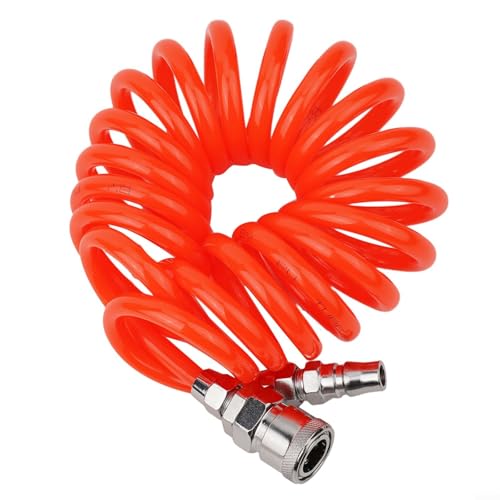 CashMuch Tubo flessibile in poliuretano per compressore d'aria, 3 metri, 8 x 5 mm, tubo telescopico a spirale con connettori a doppia tenuta, per utensili pneumatici e compressori