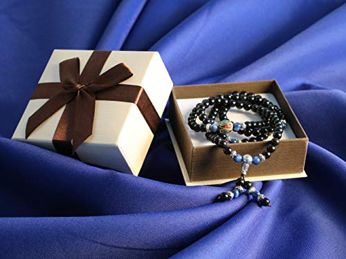 COAI Multilayer Blue Kyanite and Obsidian Malas Prayer Beads Bracelet - Thumbnail 7