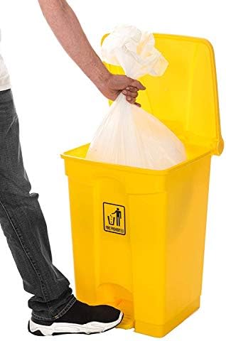 Costello Curvaso HQ PREMIUM YELLOW 68L PEDAL STEP ON WASTE DISPOSAL BIN COMMERCIAL PRODUCTS MEDICAL KITCHEN PLASTIC PROFESSIONAL RECYCLE RECYCLING FOOD CLINICAL MULTI PURPOSE INDOOR OUTDOOR