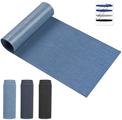 Jean patches om op te strijken, 3 rollen, 8 x 50 cm, reparatiepatches, kleding, zelfklevende strijkpatches voor kinderen en volwassenen (donkerblauw, lichtblauw, zwart