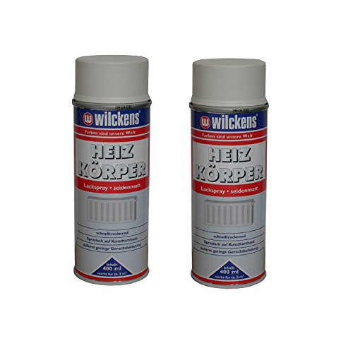 2 x 400ml Wilckens Spraydose Heizkörper Lackspray reinweiss seidenmatt Alkydharzlack 100ml/1,50€