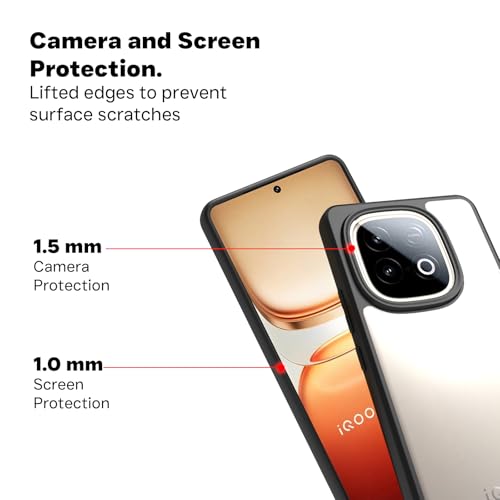 Image of RIGGEAR Shockproof Sleek Hybrid Armor Back Cover Case for iQOO Neo 10 5G (Clear PC and Black TPU Bumper)