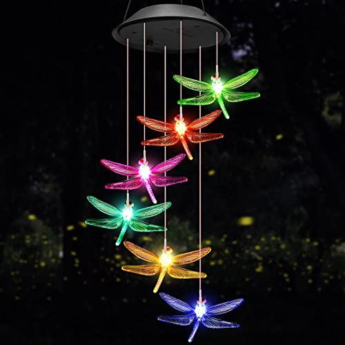 Winzwon Dia de la Madre Campanas de Viento Regalos Mama, Carrillon de Viento Solares para Regalo Mujer Cumpleaños, Luces Solares Led Exterior Jardin para Porche Balcón Terraza Gazebo Cover