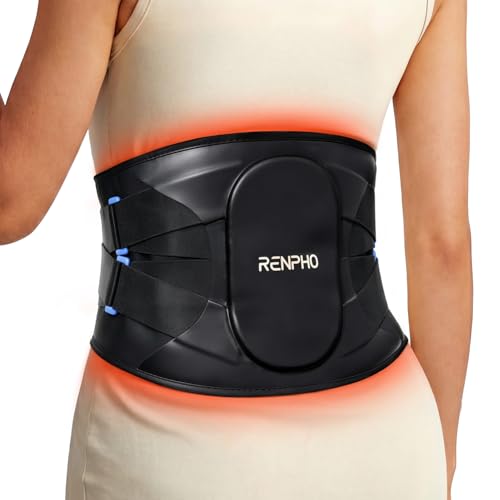 RENPHO Cordless Heating Pad for Back & Period Pain Relief, FSA Eligible & HSA Store, Portable Wireless Heat Pad with Massager, 5 Heat 3 Vibration, Birthday Gifts for Women Men 90-310 lbs