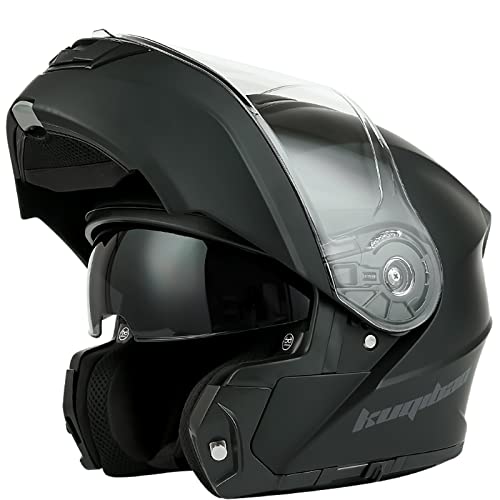 Helmets for Adults Motorcycle - Comfortable and Breathable Motorcycle Helmets, Dual Lens Anti-Fog Full Face Motorcycle Helmet, Easy to Remove Dual Sport Helmet(Matte Black,M)