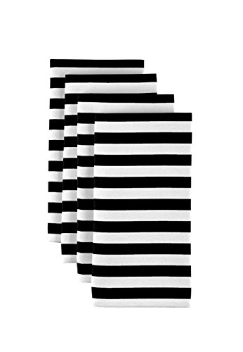 Milliken Black Small Stripes Dinner Napkins - Set of 12