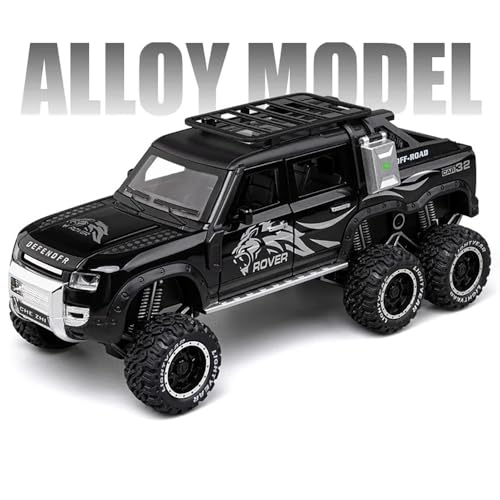 Image of 6X6 Defender Toy Car Diecast Metal Cars Model 1:24 Defender Cars for Kids Boy Girl Zinc Alloy Pull Back Toy Car with Sound and Light Gift and Collectible