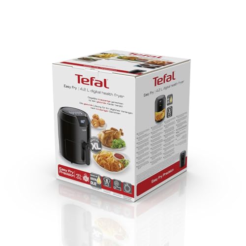 Foto von Tefal Heißluftfritteuse Easy Fry Precision XL, Air Fryer, 1500 W, 4,2 L für 6 Portionen, 8 automatische Programme, Digitales Display, energiesparend, gesunde Friteuse ohne Öl, schwarz, EY4018