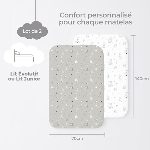 Drap housse 70x140 cm doux en coton pour protéger le matelas bébé - 3