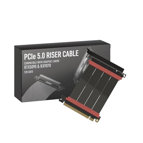 LINKUP PCIE 5.0 Riser Cable | for Vertical GPU Mount | Straight | Graphics Card GPU Ready | Usable with PCIe 4.0 & RX9070/ RTX5090 | 5cm (Total Length: 9cm)