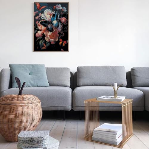 Image of Butterfly Flower Stamped Cross Stitch Kits Flower Cross Stitch Patterns,Dimensions Cross Stitch Kits Embroidery Kit Arts and Crafts for Beginners 15.7x11.8 inches