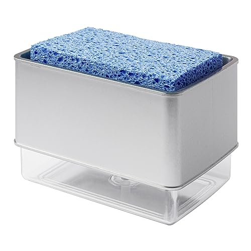 EZBRND Dispensador de jabón para platos de encimera con soporte de esponja para fregadero de cocina, juego de dispensador de bomba de jabón 2 en 1, jabón Eversoft para platos se vende por separado,