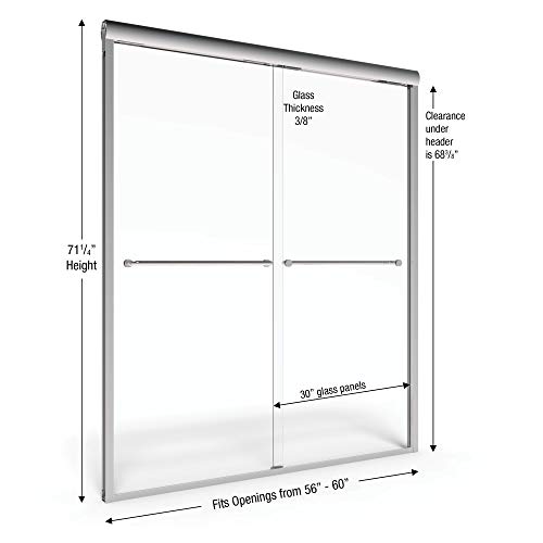 Basco A0583-60Clsv Celesta Sliding Shower Door, Chrome, 56-60 In. Wide X 71.25 In. High, Silver #TOP1