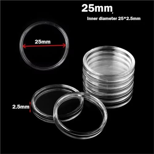 Capsulas Plásticas Transparentes para Monedas 100 pzs 25mm miniatura 2