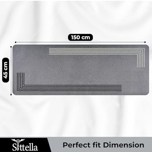 Image of SITTELLA 45x150 cm Rectangular Anti-Skid Rubber Kitchen Mat Set - 3.5mm Thick Water Absorbent Carpet Floor Rug for Kitchen & Home Use, Grey