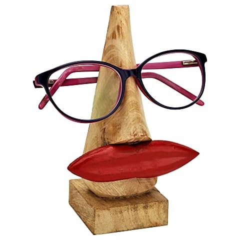 Unique Shaped Wooden Eyeglass Spectacle Holder Display Stand Home Office Desk Decorative (Red Lips) Cover