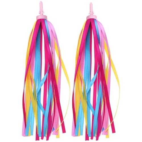 ZHAOYCSH Guidon Streamers Enfant - 1 Paire de Rubans Colorés à Franges pour Vélo, Scooter et Tricycle - Décoration Guidon Glands 10 Pouces pour Filles et...