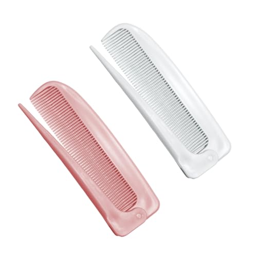 2 Pack Hair Parting Combs Hair Styling Beauty Tools Rat Tail Combs Foldable Comb for Travel Stylist (White Pink)
