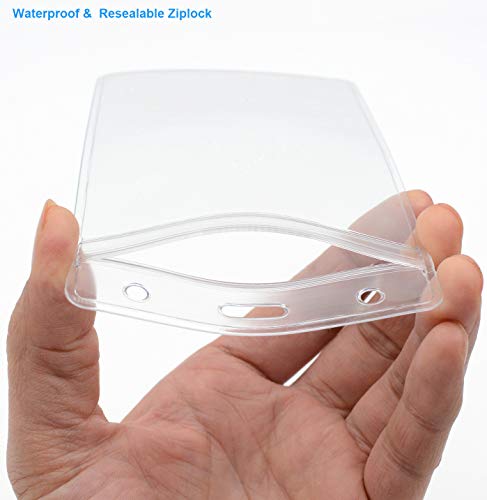 Wtq 10 Pack Waterproof Id Badge Holder (Fit 3X5 In Insert), Sealable Badge Holder With Zipper, Clear Plastic Name Tag Holder, Vinyl Id Card Protector #TOP2