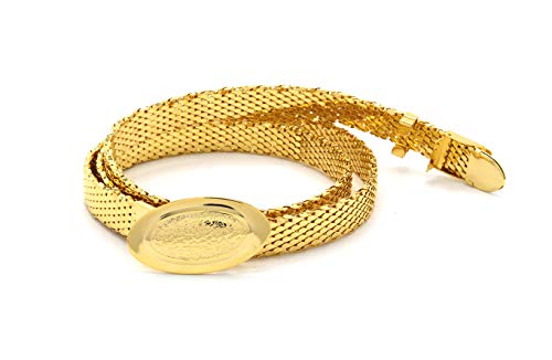 MARSHAL METAL Fashion Belt High Polished Gold Plated Mesh Skinny Belt 0.55" (14 mm) size 22”—32”4