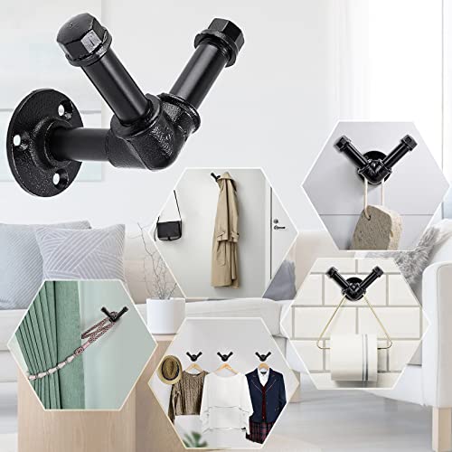 Sumnacon 3 Pcs Industrial Pipe Coat Hook Heavy Duty Towel Holder Wall Mounted Vintage Robe Hook Diy Style, V Type #TOP4
