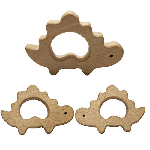 10pcs Lovely Cartoon Wood Dinosaur Pure Natural Animal Shape Beech Wooden Handmade Pattern DIY Jewelry Making Necklace Pendant (Dinosaur 10pcs)