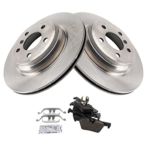 Image of TRQ Rear Brake Pad and Rotor Set Ceramic Vented Rotors | For 2015-2016 BMW 328i 328ix 428i 428ix 2016-2020 430i Gran Coupe 430ix