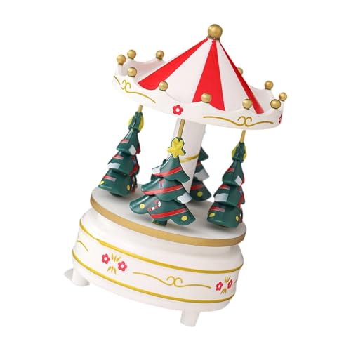 HOOLRZI Decoración De Vacaciones Musicales Giratorias Madera Madera Navidad Caja Música Música Arrancada A Mano para Reuniones Familiar