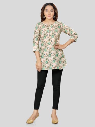 Image of Cotton Blend Printed Short Kurti Tunic Top SS 166