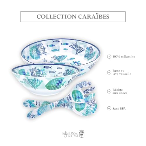 Saladier en mélamine grand format vaisselle de table Caraïbes
