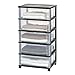 IRIS USA Plastic Drawer Storage Organizer Rolling Cart, with Wheels Casters, 5-Drawers, for Art Craft Supplies Bathroom Dorm Bedroom Laundry Room, Wide, Black immagine