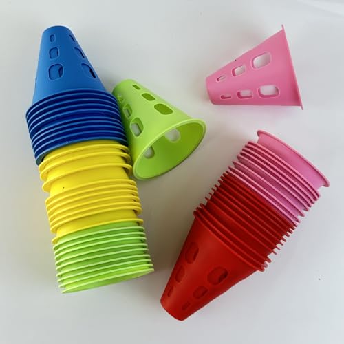 FEIBAMAOYI Conos de Slalom, conos de entrenamiento, conos para entrenamiento deportivo, juego de 50 unidades, obstáculos para el entrenamiento de niños, fútbol y patinaje sobre ruedas - imagen 4