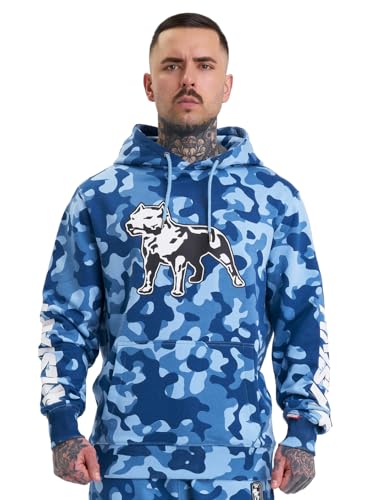 Amstaff Herren Kapuzenpullover Attikus Hoodie Blau Camouflage XXL
