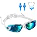 Swimming Goggles,Tenew Swimming Goggles with Ear Plugs and Nose Clip,UV400 Protection No Leaking Anti-Fog Lens with Adjustable Strap (Blue)
