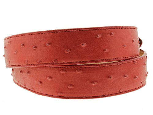 El Presidente Mens Red Ostrich Quill Print Leather Western Cowboy Belt Silver Buckle2