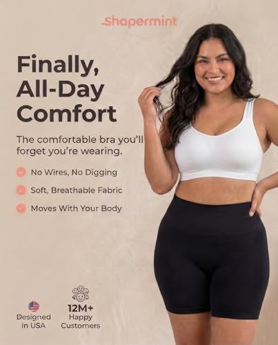 Image of SHAPERMINT Bralettes for Women with Support - Adjustable Wireless Support Bra, Full Coverage No Underwire Seamless Bra