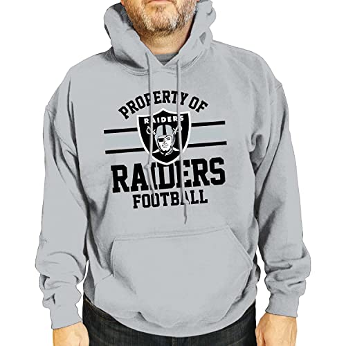 Team Fan Apparel NFL Adult Property Of Hooded Sweatshirt - Cotton & Polyester - Stay Warm & Represent Your Team in Style (Las Vegas Raiders - Sport Gray, Large)