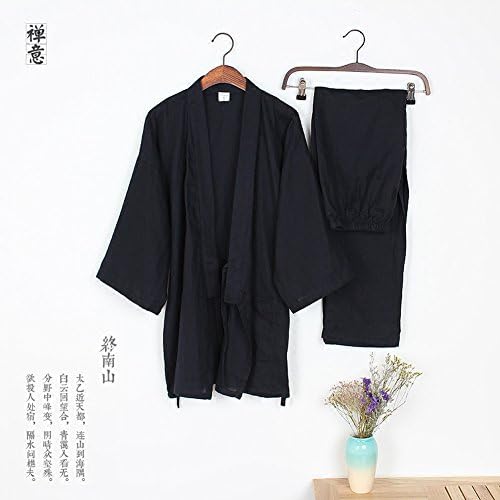 Fancy Pumpkin Japanse kimono voor heren, Jinbei-kimono, thuiskleding, pyjama, ochtendjas, Navy410, L