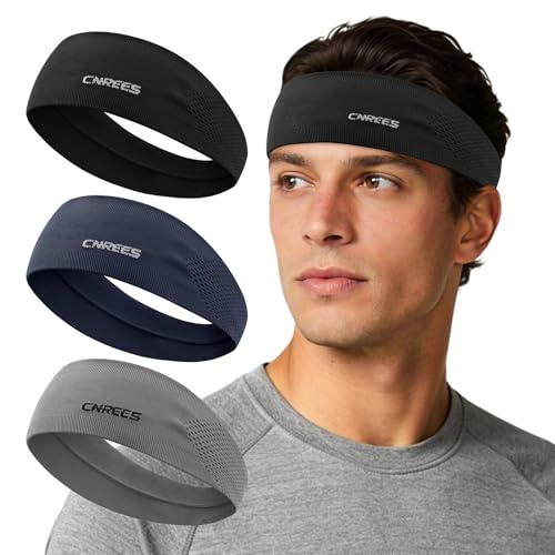 Image of Sports Headband for Men & Women - High Elastic Moisture Wicking Sweatband, Breathable Quick Dry Athletic Hairband for Running, Yoga, Gym, Workout