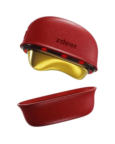 Zdeer Gua Sha Tool, Face Massager Facial Lifting Device, Electric Brass Metal Guasha Tool Face Sculptor with Red Light Therapy, 3 Adjustable Levels of Heating and Vibration (Pomegranate Red)