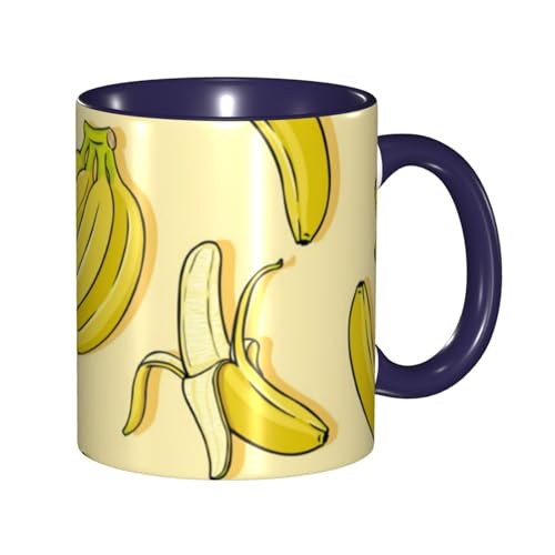 QGGHNISD Tazza con stampa a banana, tazza da caffè da 330 ml, tazza da tè in ceramica, adatta per casa, ufficio o regali