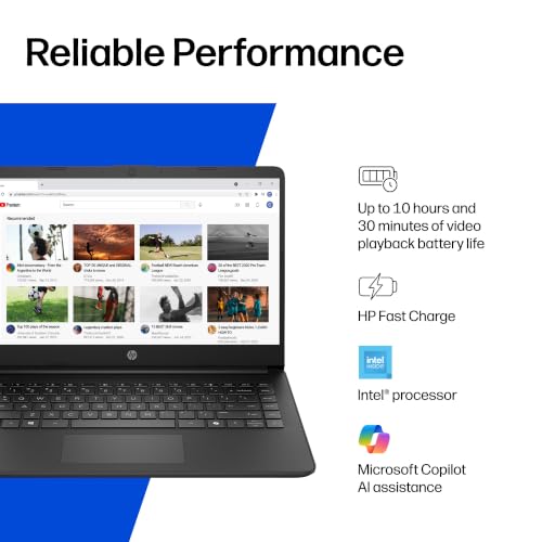 Image of HP 14 inch Laptop, HD Display, Intel N150, 4 GB RAM, 128 GB UFS, Intel Graphics, Windows 11 Home, Includes a 1-Year Microsoft 365 Family Subscription. Jet Black, 14-dq6199nr